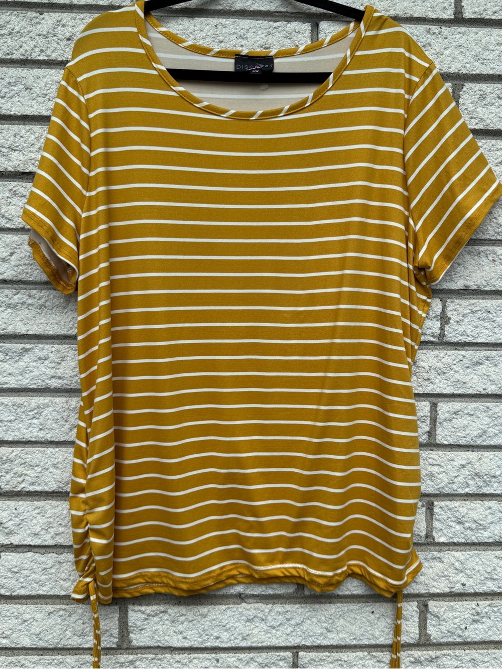 Discreet Mustard and White Striped Short Sleeve Tee